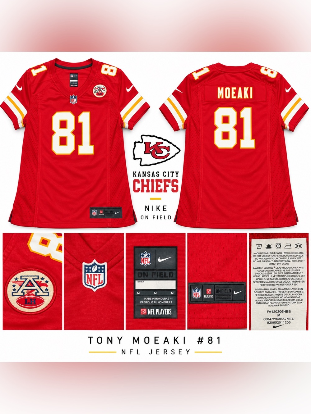 Nike Kansas City Chiefs Tony Moeaki #81 NFL Jersey Red Men’s Medium